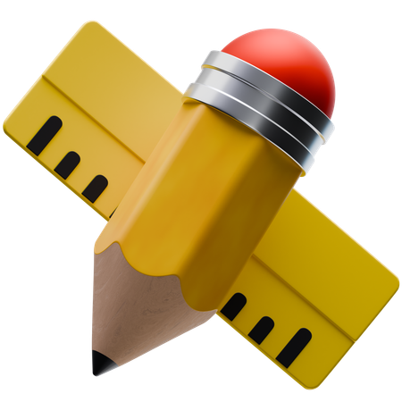 Crayon et règle  3D Icon