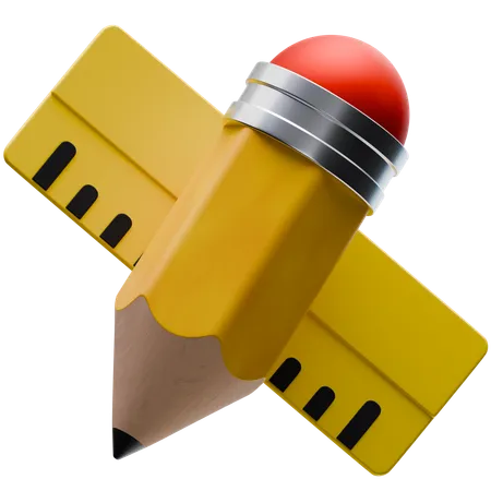 Crayon et règle  3D Icon