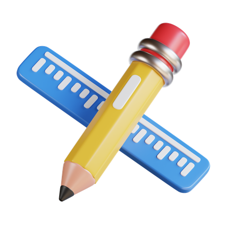 Crayon et règle  3D Icon