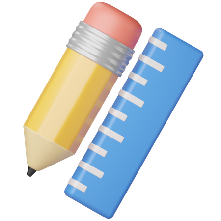 Crayon et règle  3D Icon