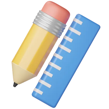 Crayon et règle  3D Icon