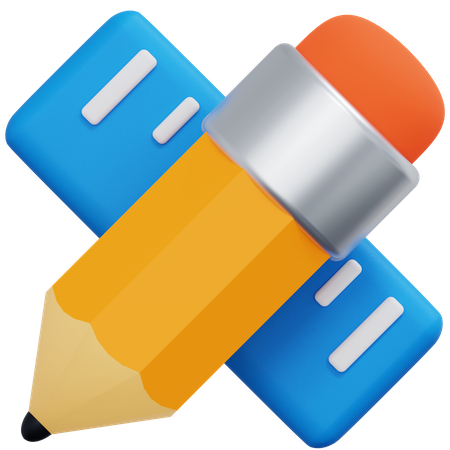 Crayon et règle  3D Icon
