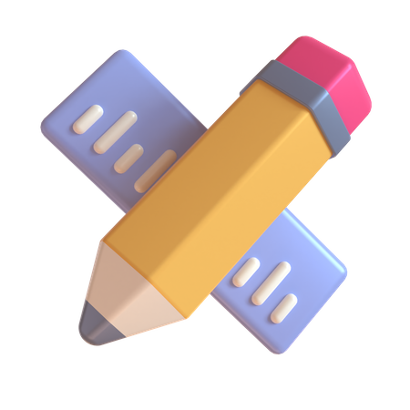 Crayon et règle  3D Illustration