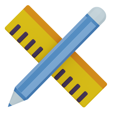 Crayon et règle  3D Icon