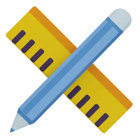 Crayon et règle  3D Icon