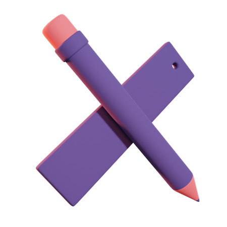 Crayon et règle  3D Icon