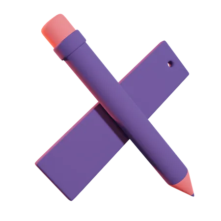 Crayon et règle  3D Icon