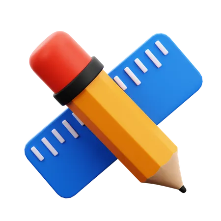 Crayon et règle  3D Icon