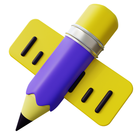 Crayon et règle  3D Icon