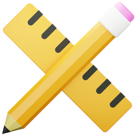 Crayon et règle  3D Icon