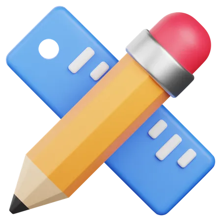 Crayon et règle  3D Icon