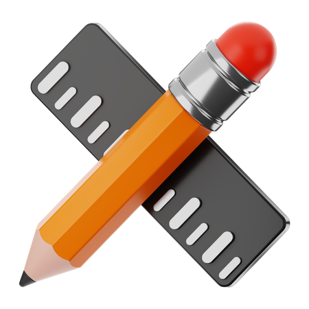 Crayon et règle  3D Icon