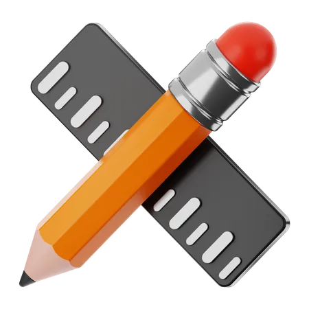 Crayon et règle  3D Icon