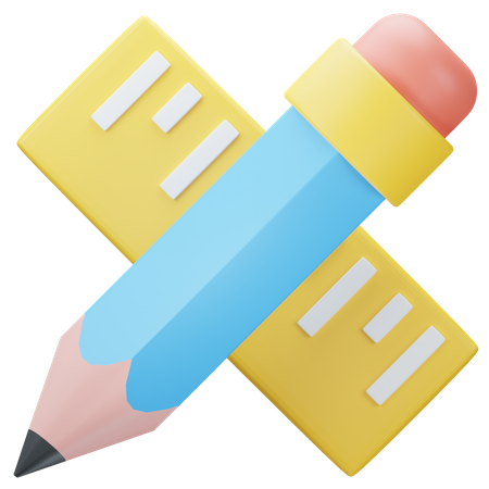 Crayon et règle  3D Icon