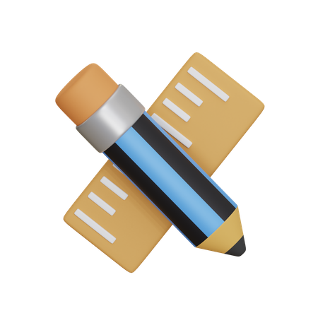 Crayon et règle  3D Icon