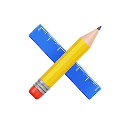 Crayon et règle  3D Icon