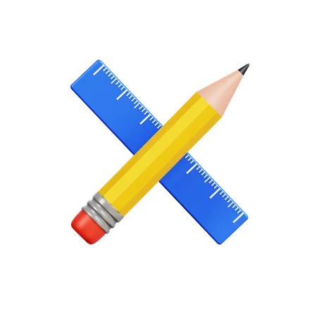 Crayon et règle  3D Icon