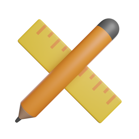 Crayon et règle  3D Icon