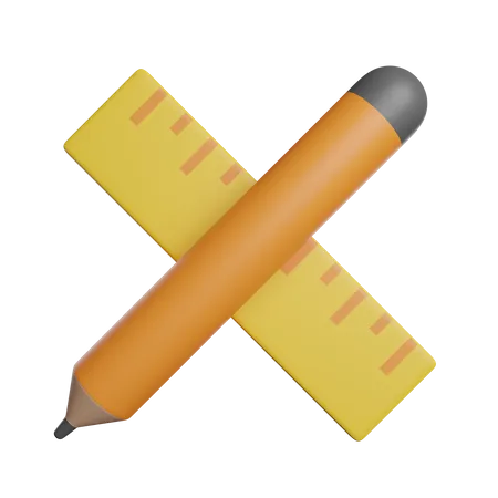 Crayon et règle  3D Icon