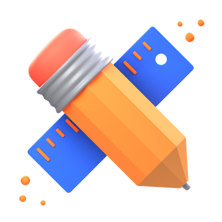 Crayon et règle  3D Icon