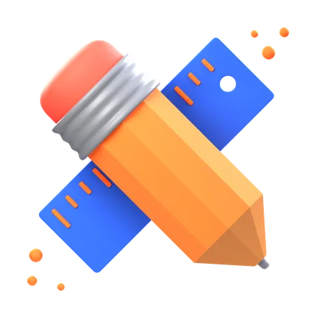 Crayon et règle  3D Icon