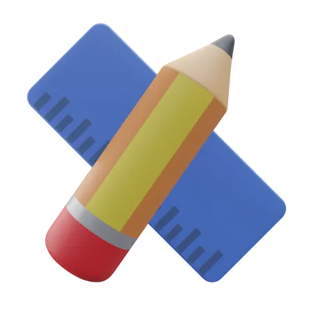 Crayon et règle  3D Icon