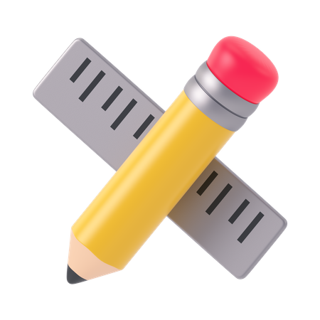 Crayon et règle  3D Icon