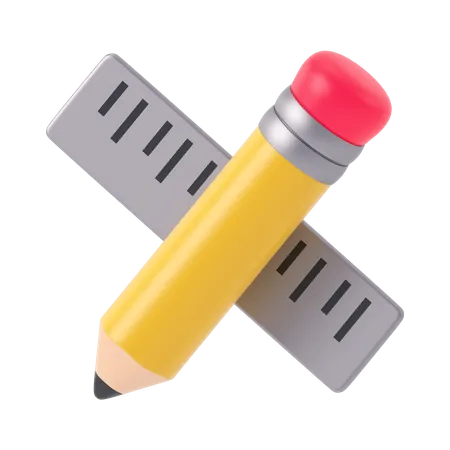 Crayon et règle  3D Icon