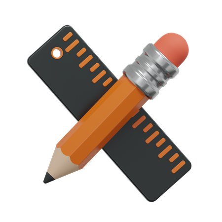 Crayon et règle  3D Icon