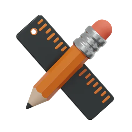 Crayon et règle  3D Icon