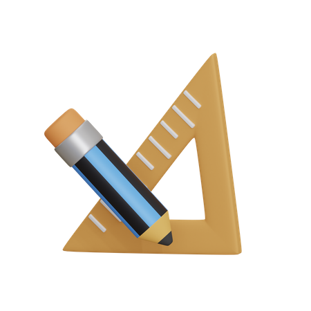 Crayon et règle triangulaire  3D Icon