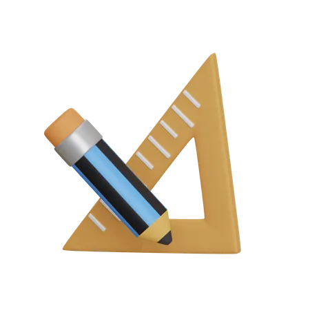 Crayon et règle triangulaire  3D Icon