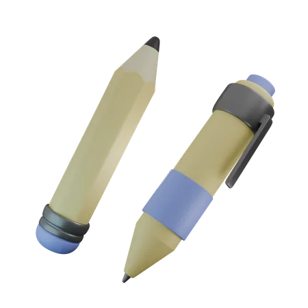 Crayon et stylo  3D Icon