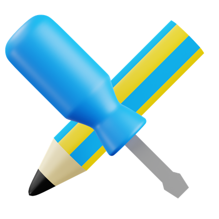 Crayon et tournevis  3D Icon