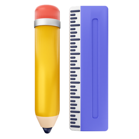 Crayon règle éducation  3D Icon