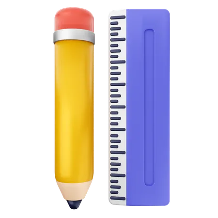 Crayon règle éducation  3D Icon