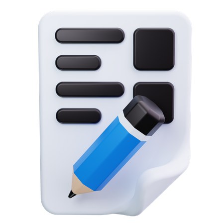 Crayon sur document  3D Icon