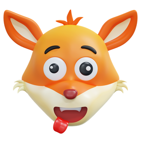 Crazy Fox Emoticon  3D Icon