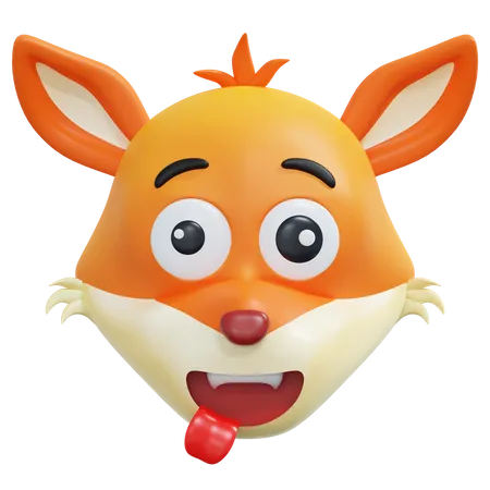 Crazy Fox Emoticon  3D Icon