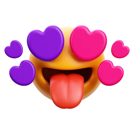 Crazy Love Emoji 3 D Render Icon Illustration 3D Icon