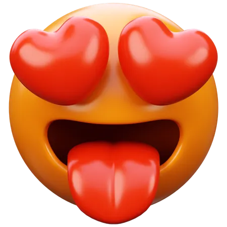 Crazy Love Emoji  3D Icon