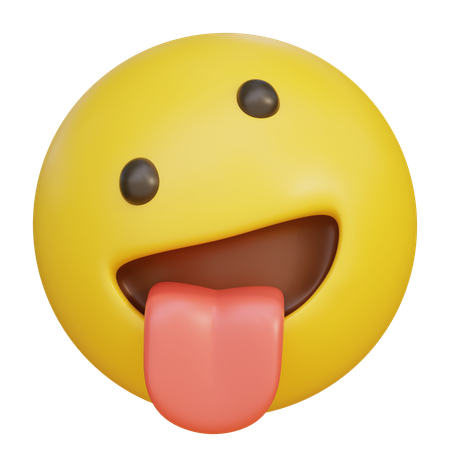 Crazy Mad Stick Tongue Out Expression Emoji  3D Icon