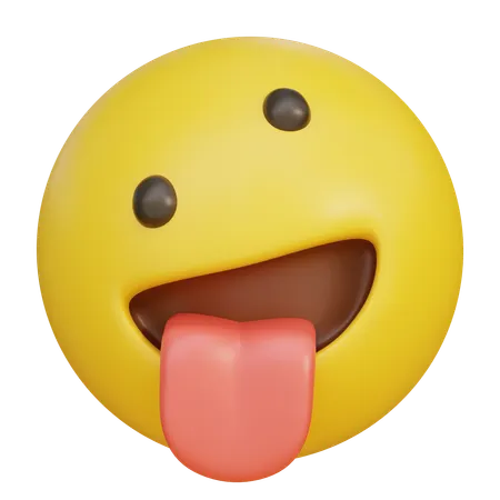 Crazy Mad Stick Tongue Out Expression Emoji  3D Icon