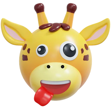 Crazy Smile Giraffe Emoticon  3D Icon