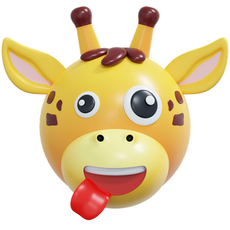 Crazy Smile Giraffe Emoticon  3D Icon