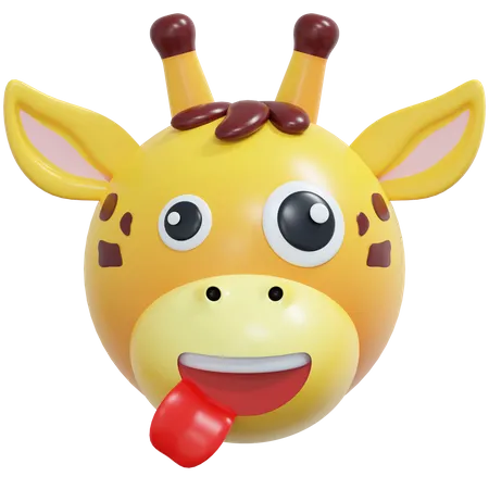 Crazy Giraffe Emoticon 3 D Icon Illustration 3D Icon