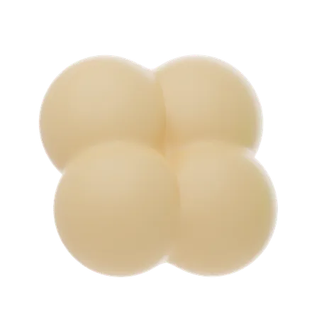 Cream Soft Body Four Ball Shape  3D Icon