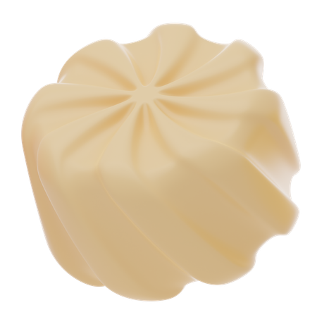 Cream Soft Body Twisted Wavy Cilinder Shape  3D Icon