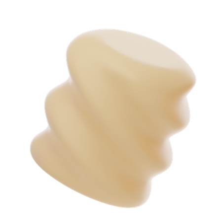 Cream Soft Body Twisted Wavy Shape  3D Icon