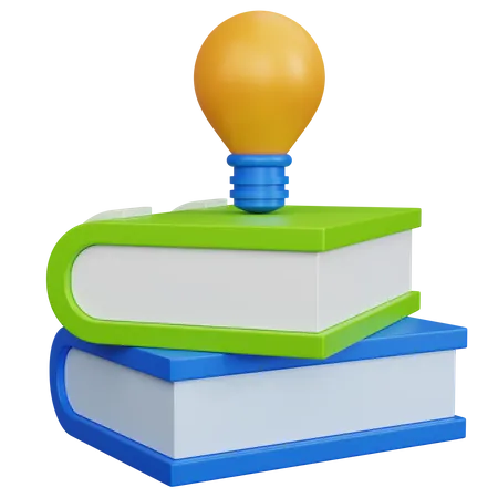 3 D Rendering Two Stack Book With Lamp Isolated 3D Icon